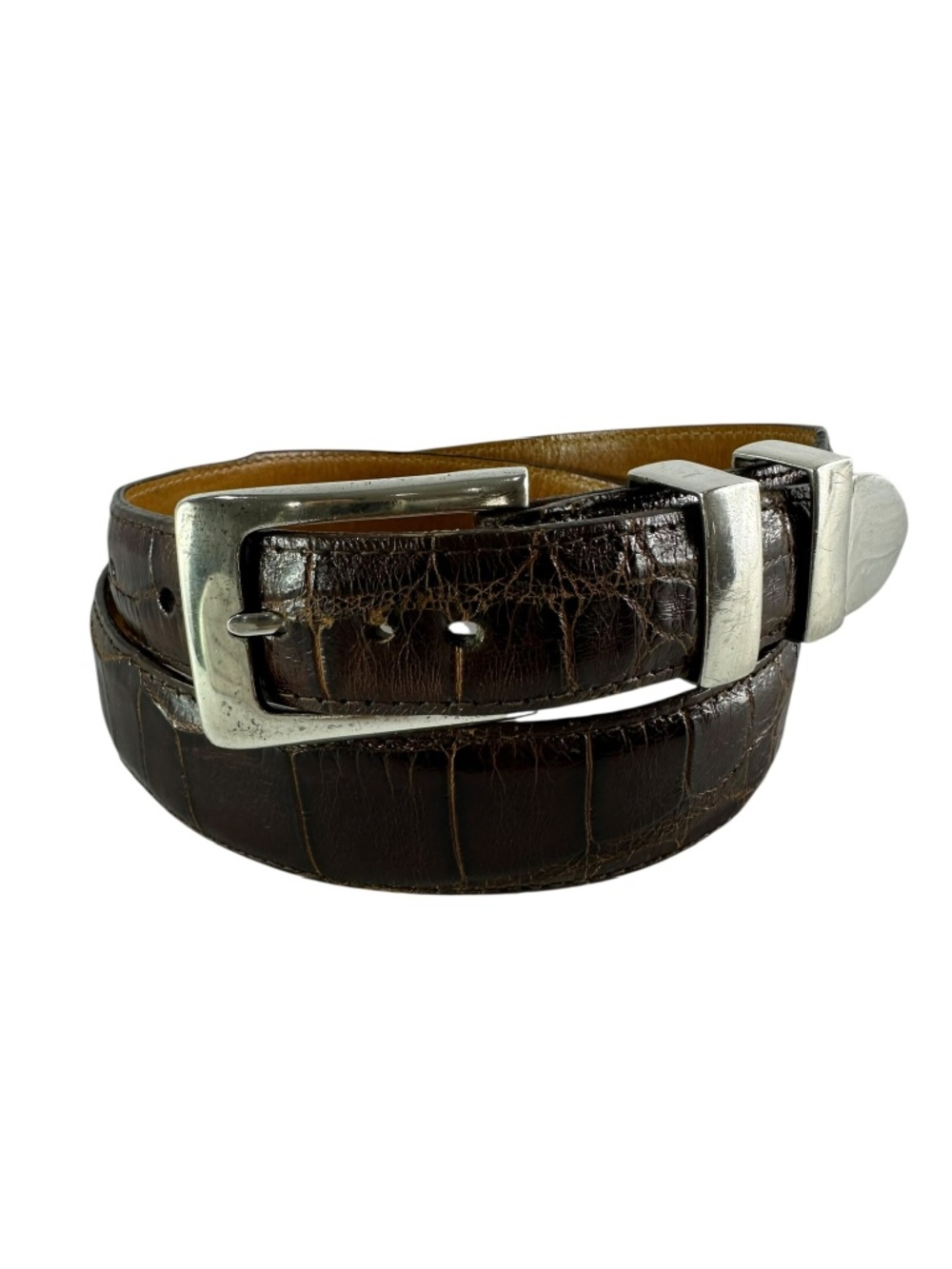 Vintage Genuine BILLY MARTIN'S Douglas Magnus Brown Alligator Men's Belt 34